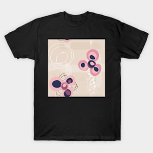 Pink abstract circle flowers on sand T-Shirt